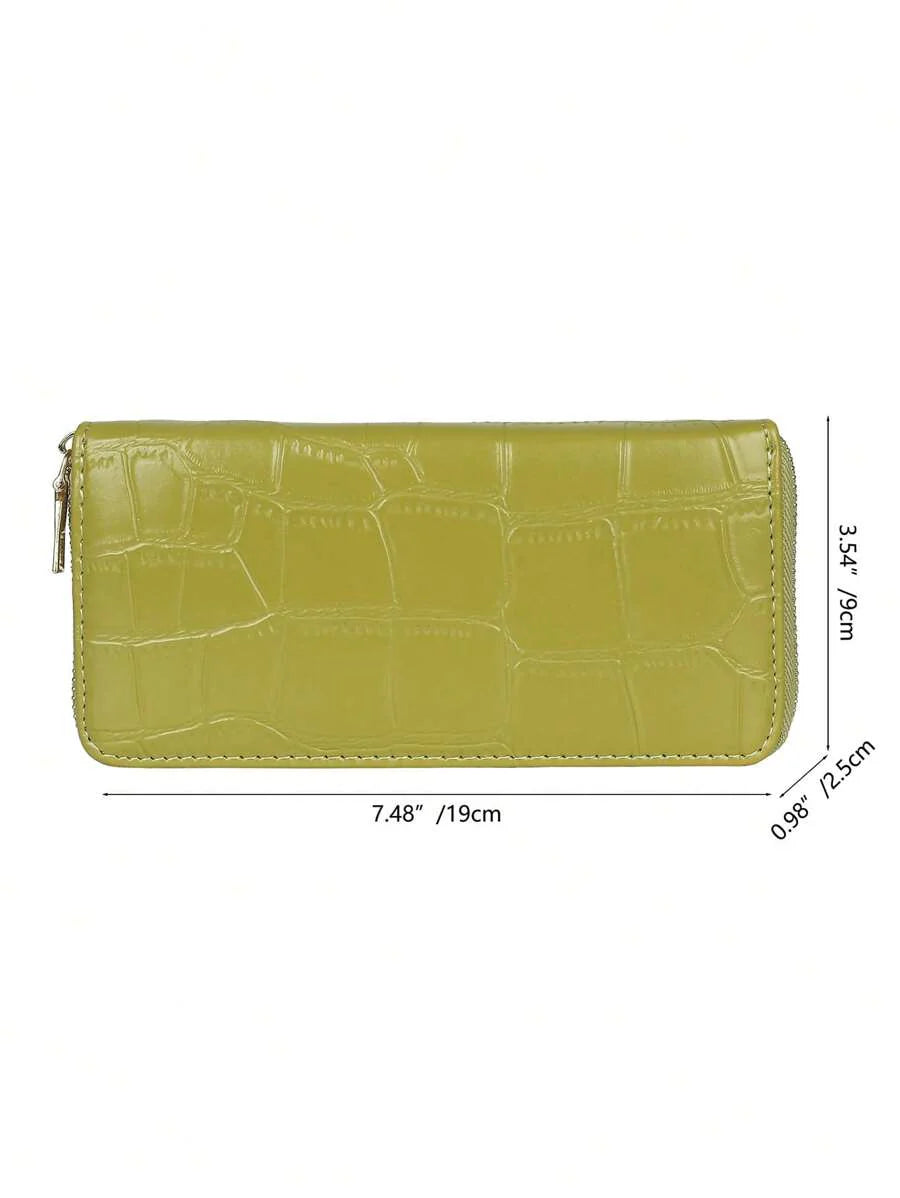 dimension portefeuille femme ecaille crocodile croci vert 