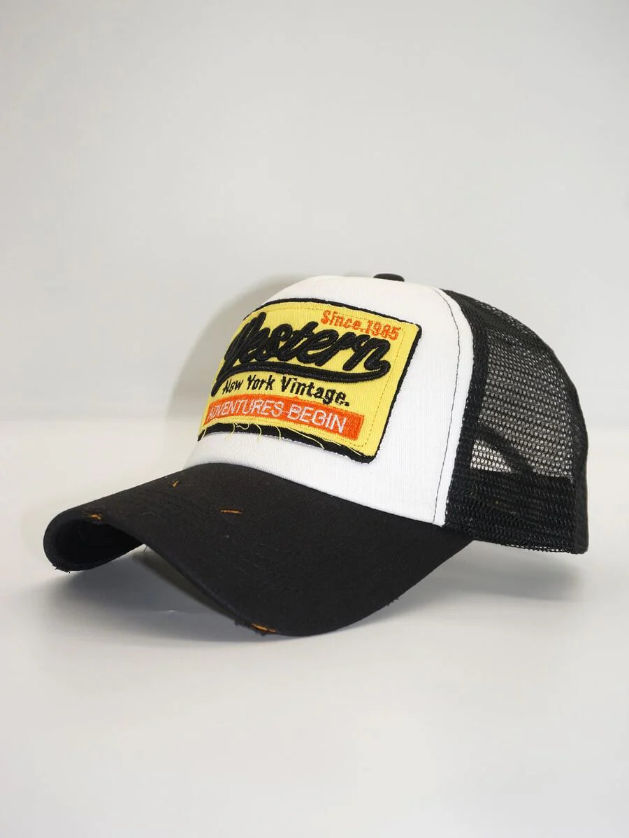 Casquette Western Vintage brodee et efilochee noir