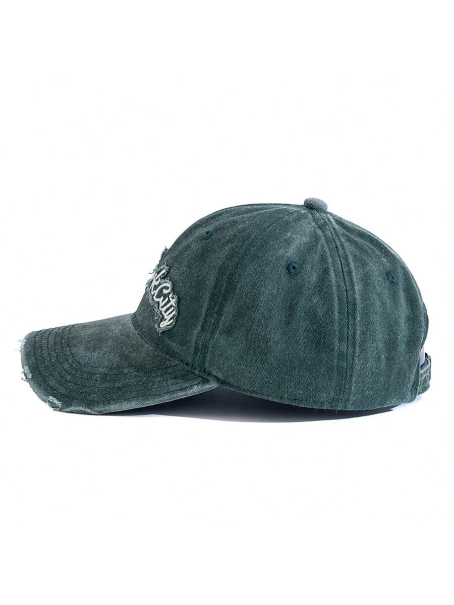 Casquette new-york city brodee verte de cote