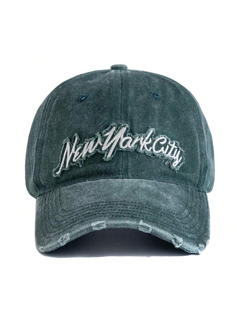 Casquette new-york city brodee verte de face