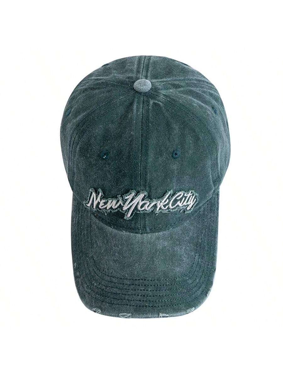Casquette new-york city brodee verte de haut
