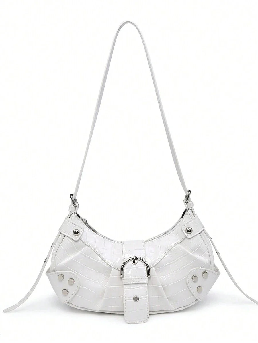 Sac en Simili Cuir a bandouliere pour femme blanc de face