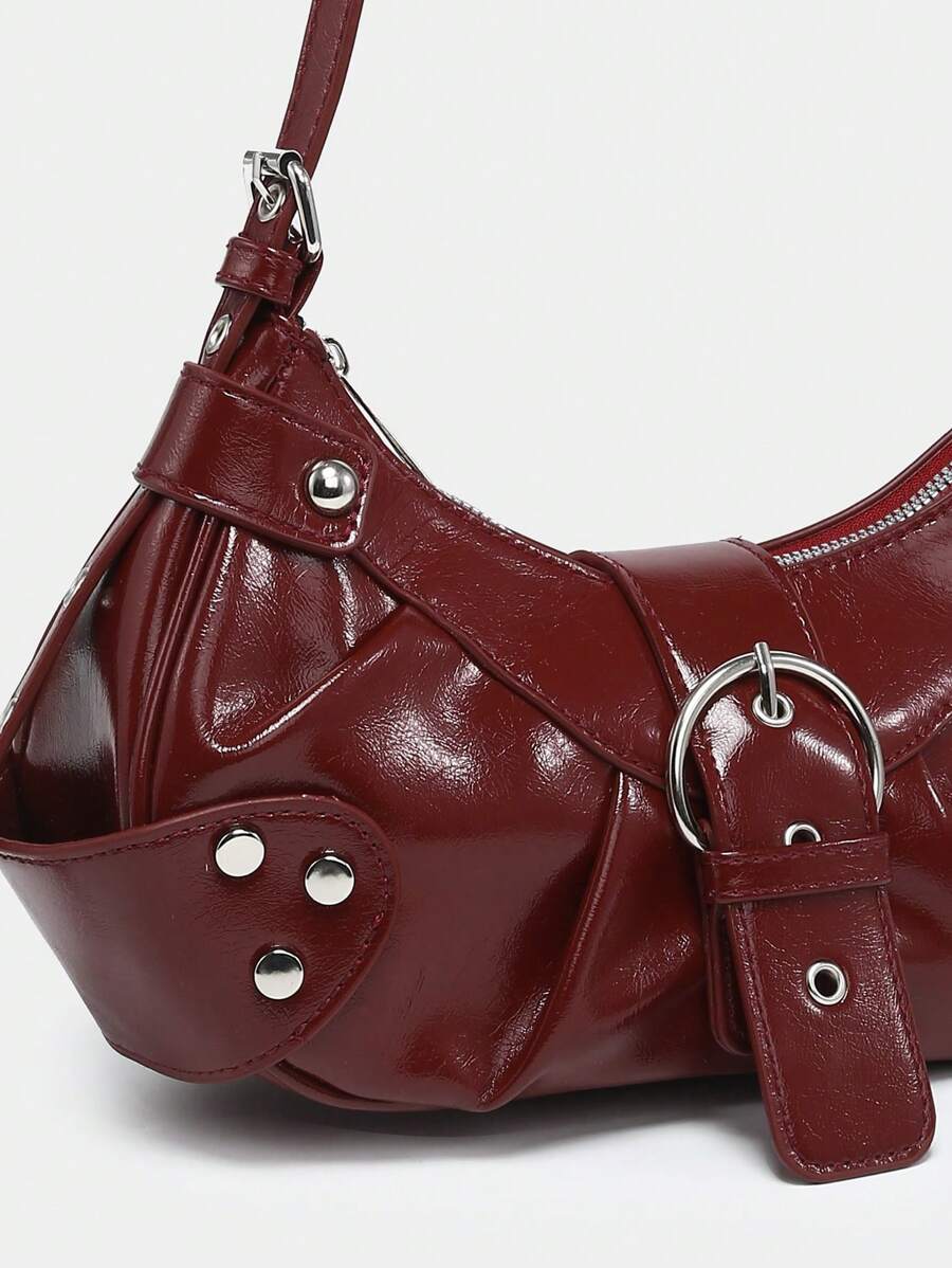 Sac en Simili Cuir a bandouliere pour femme bordeau  detail cuir proche 
