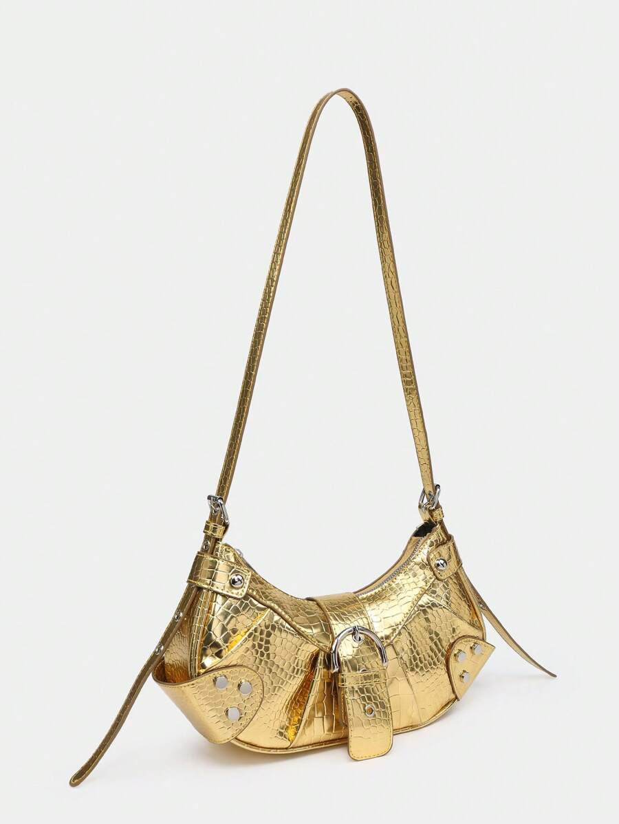 Sac en Simili Cuir a bandouliere pour femme doré