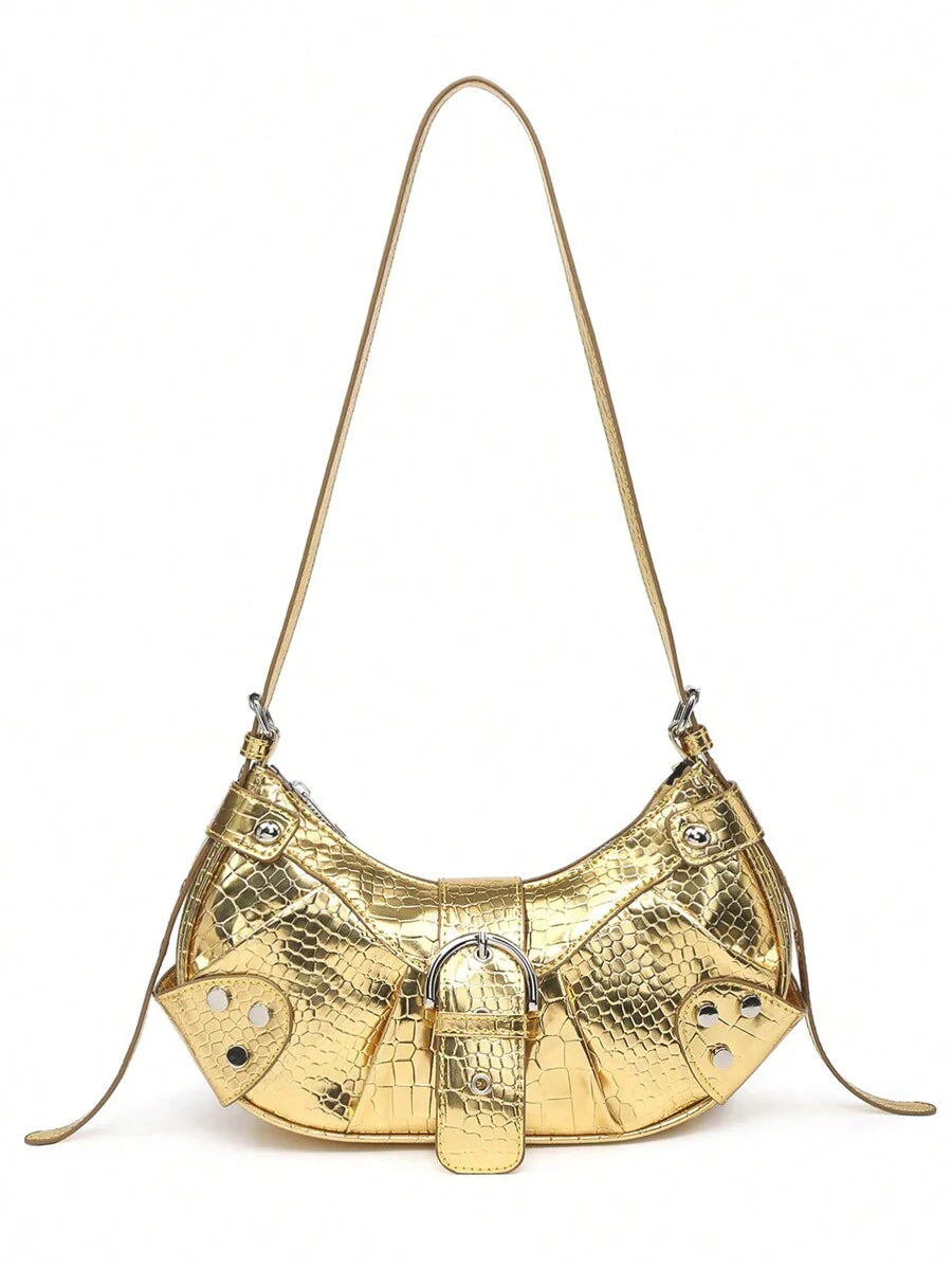 Sac en Simili Cuir a bandouliere pour femme doré de face