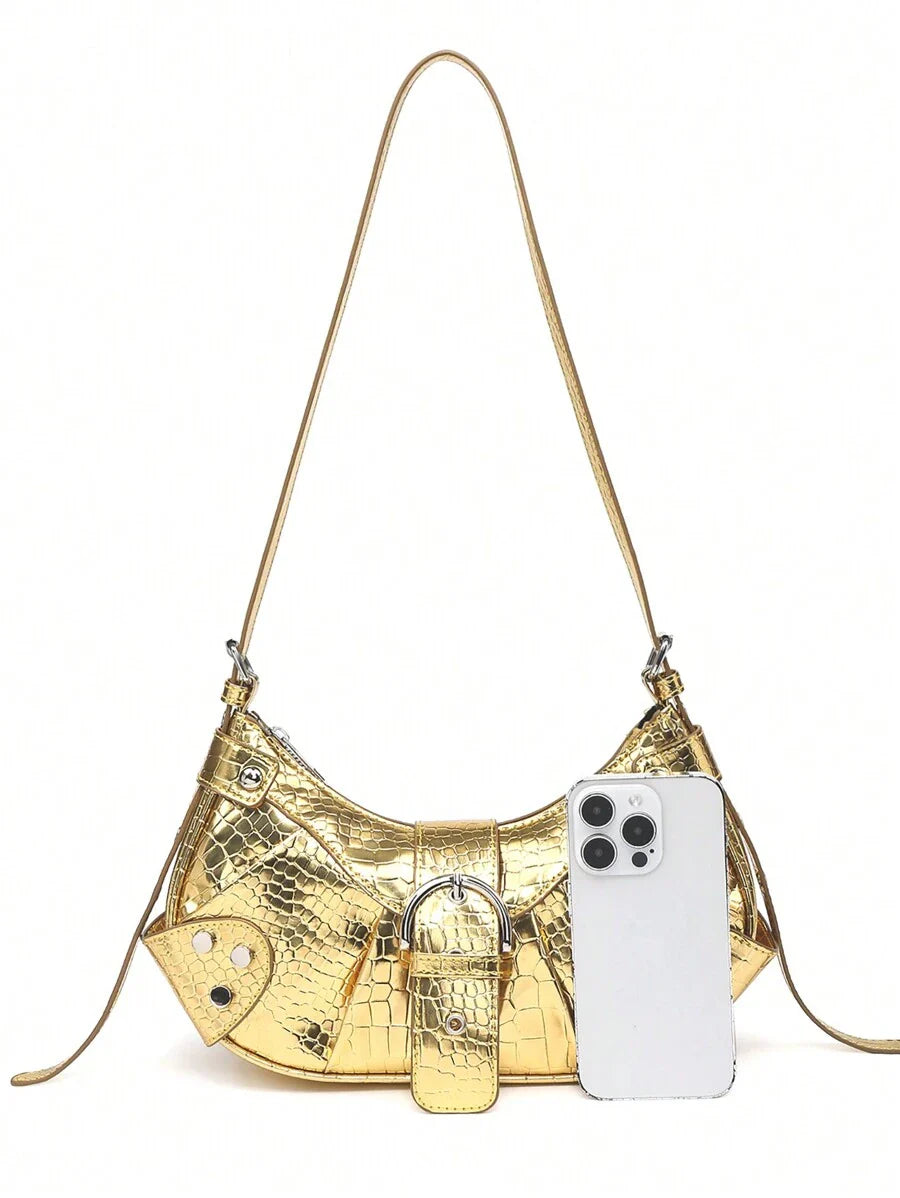 Sac en Simili Cuir a bandouliere pour femme doré taille avec telephone