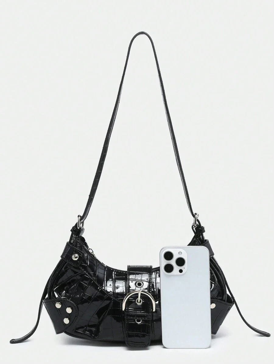 Sac en Simili Cuir a bandouliere pour femme noir brillant telephone comparaison