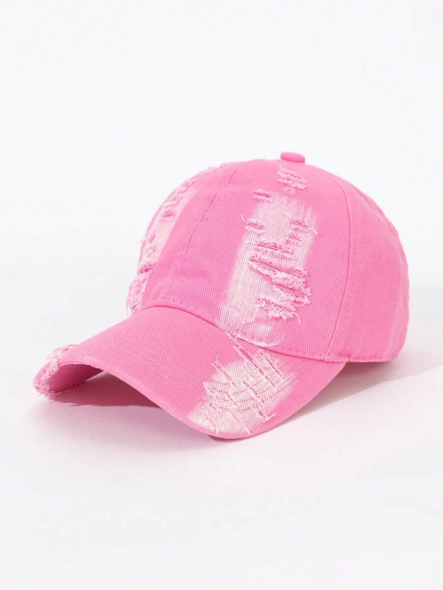 casquette delavee style efilochee rose