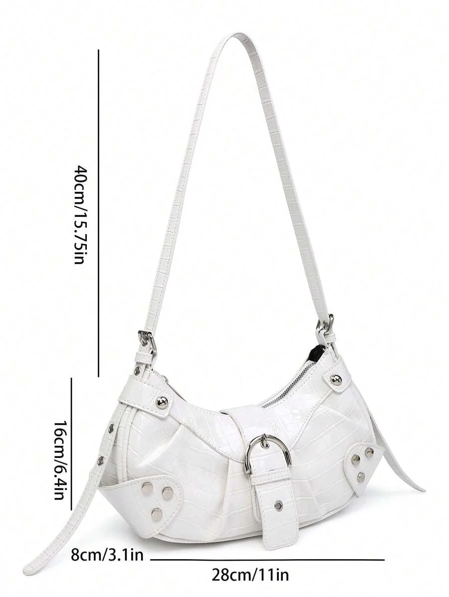 dimension Sac en Simili Cuir a bandouliere pour femme blanc 