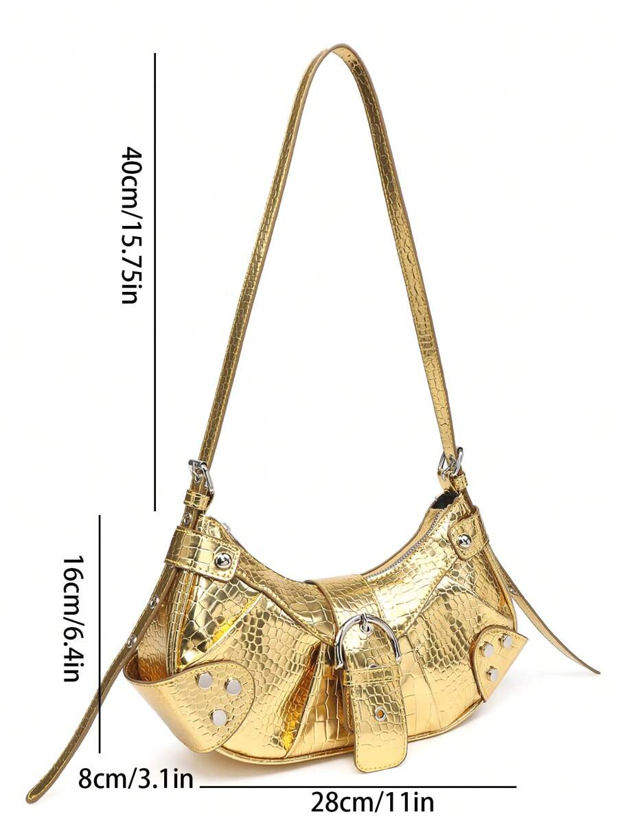 dimension Sac en Simili Cuir a bandouliere pour femme doré taille