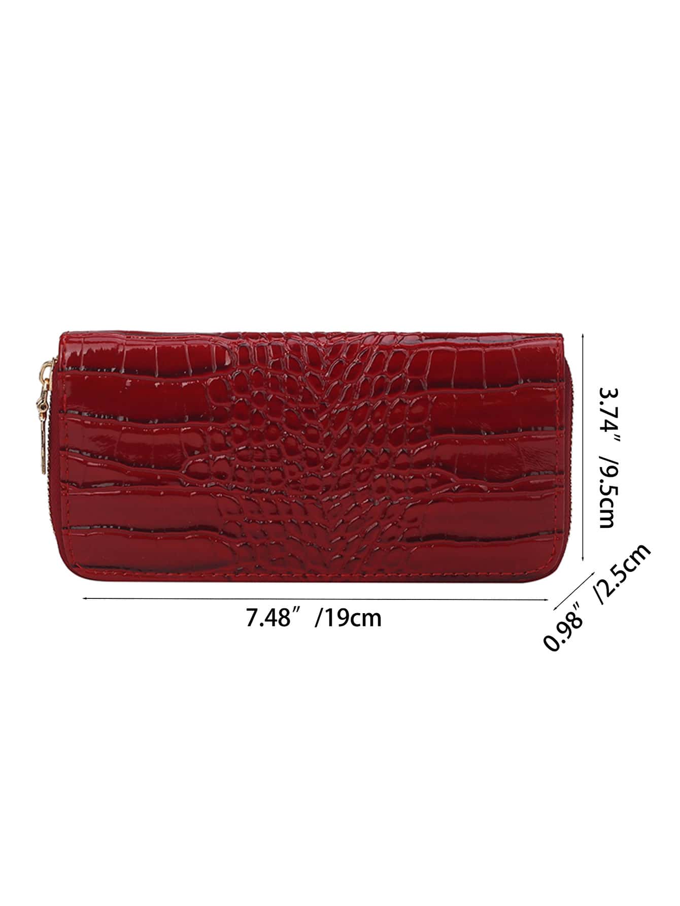 dimension portefeuille femme ecaille crocodile croci rouge