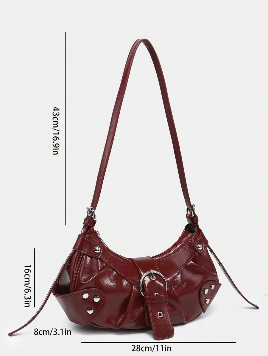 dimension sac en Simili Cuir a bandouliere pour femme bordeau 