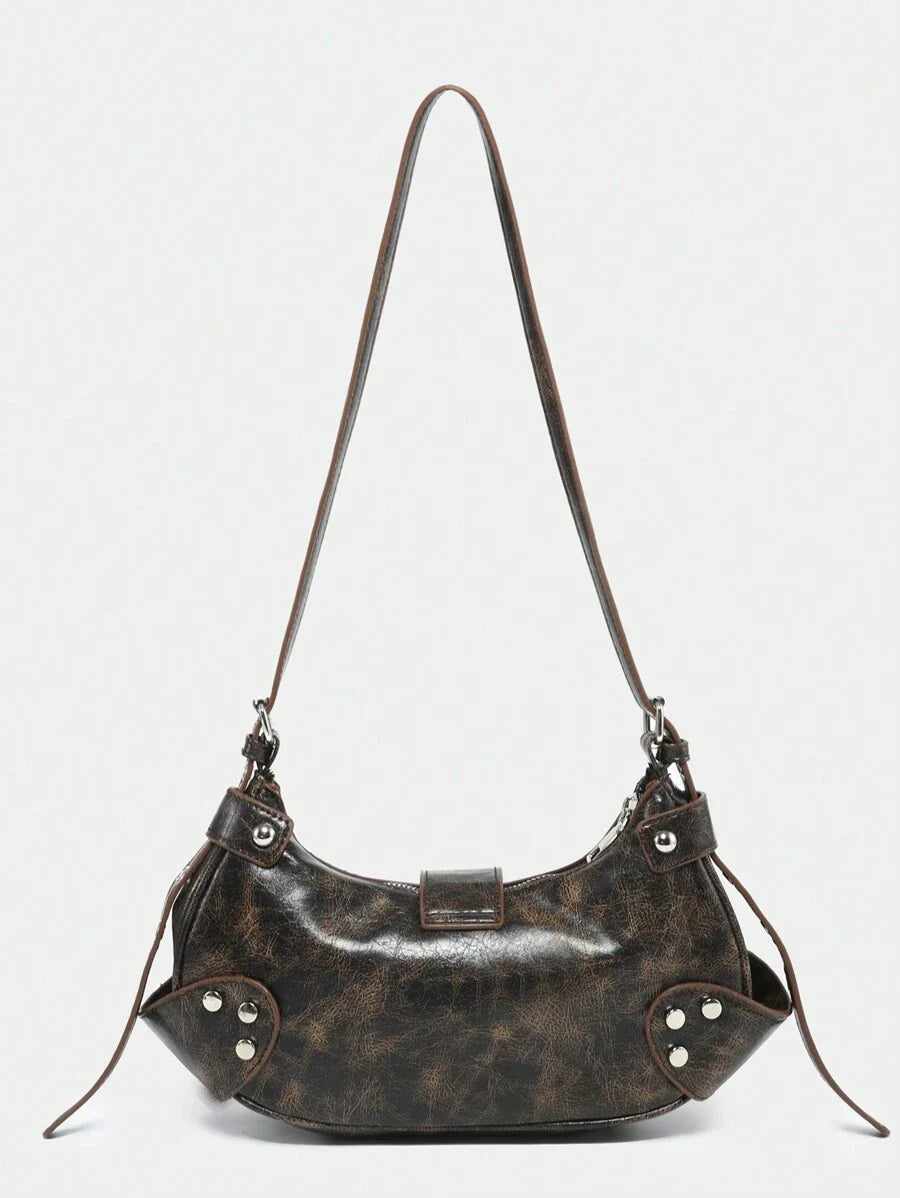 dimension sac en Simili Cuir a bandouliere pour femme marron arriere sac