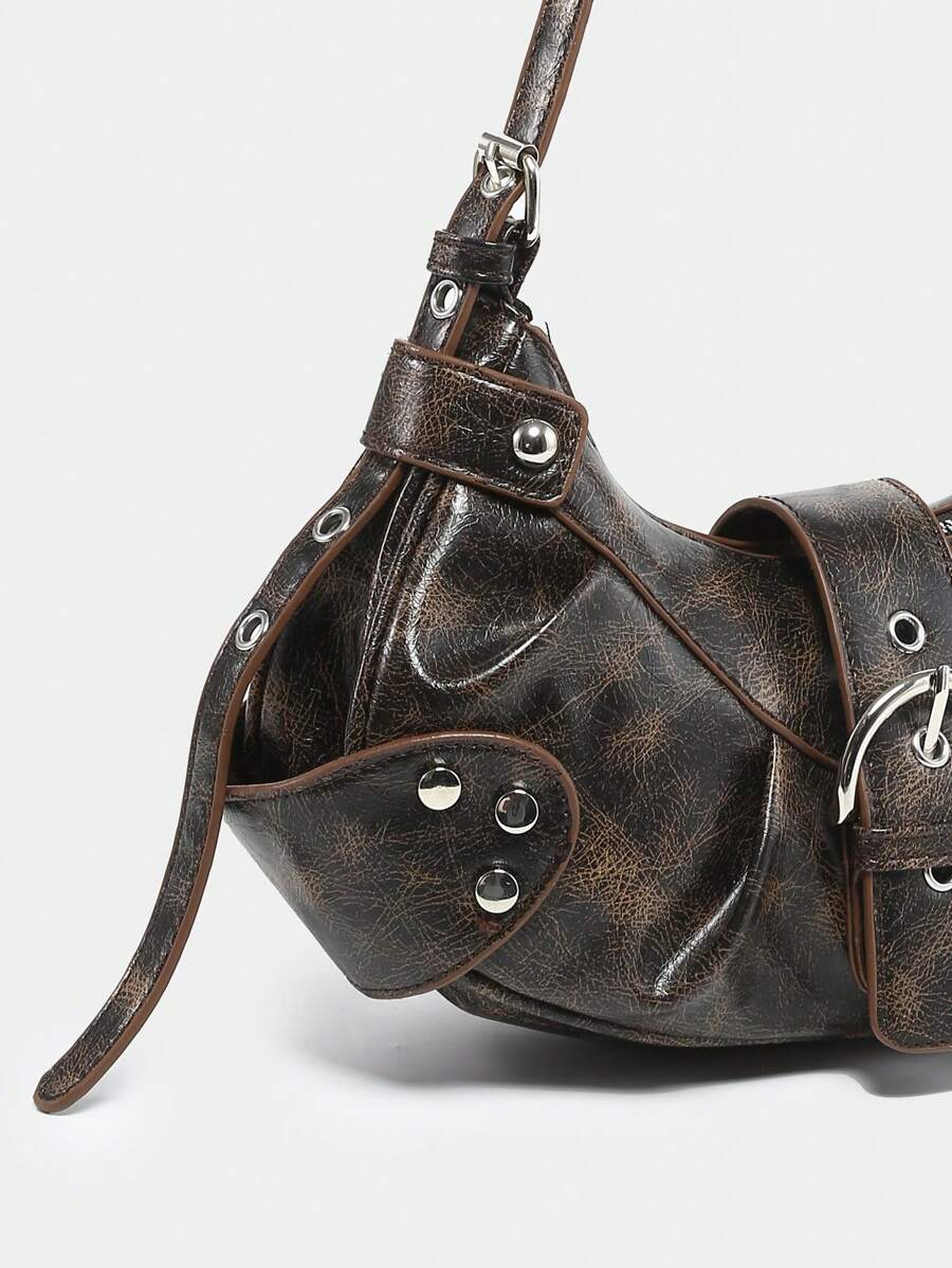 dimension sac en Simili Cuir a bandouliere pour femme marron detail proche