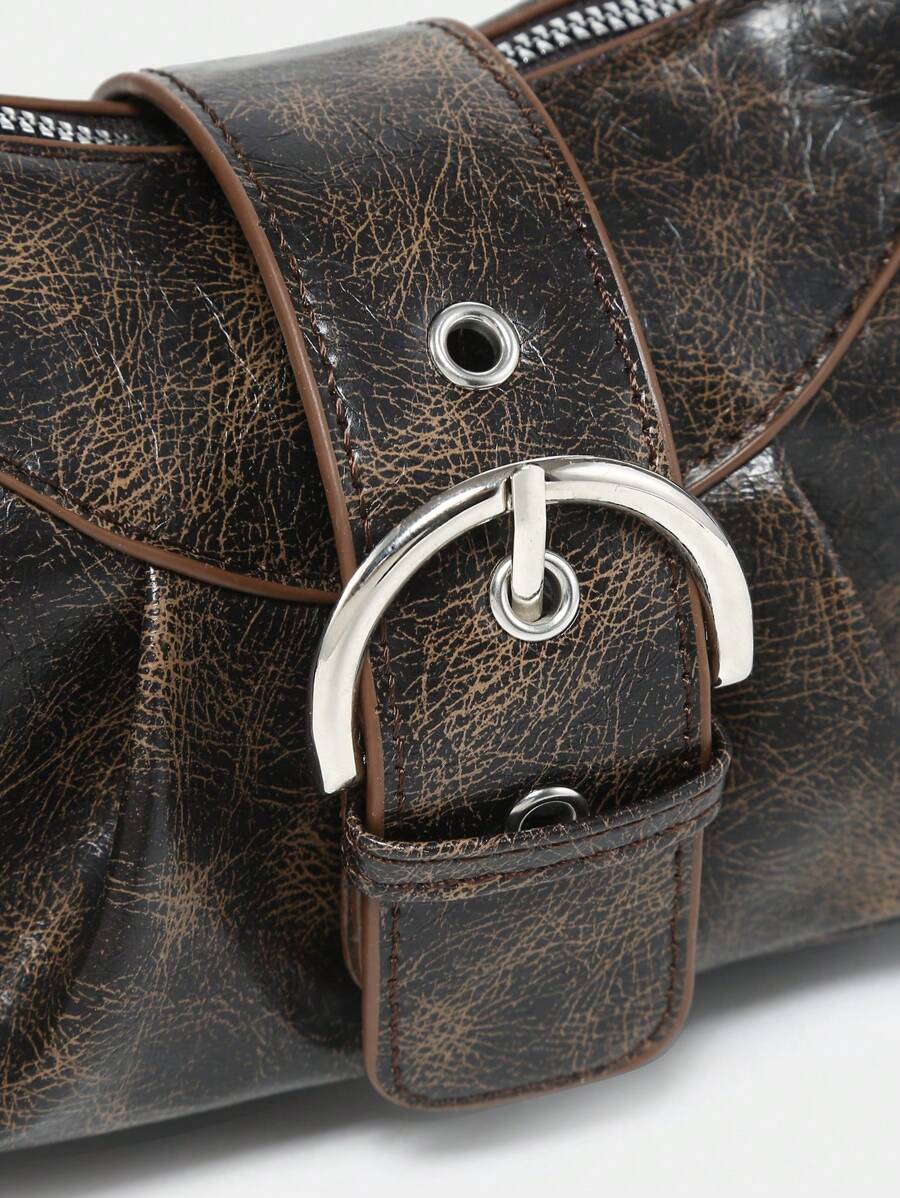 dimension sac en Simili Cuir a bandouliere pour femme marron detail proche detail sangle