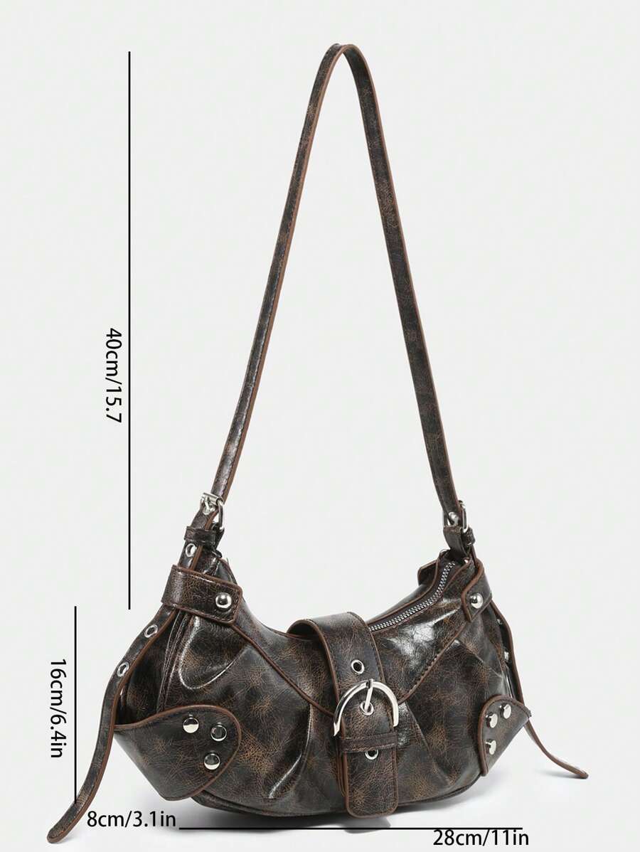 dimension sac en Simili Cuir a bandouliere pour femme marron hauteur