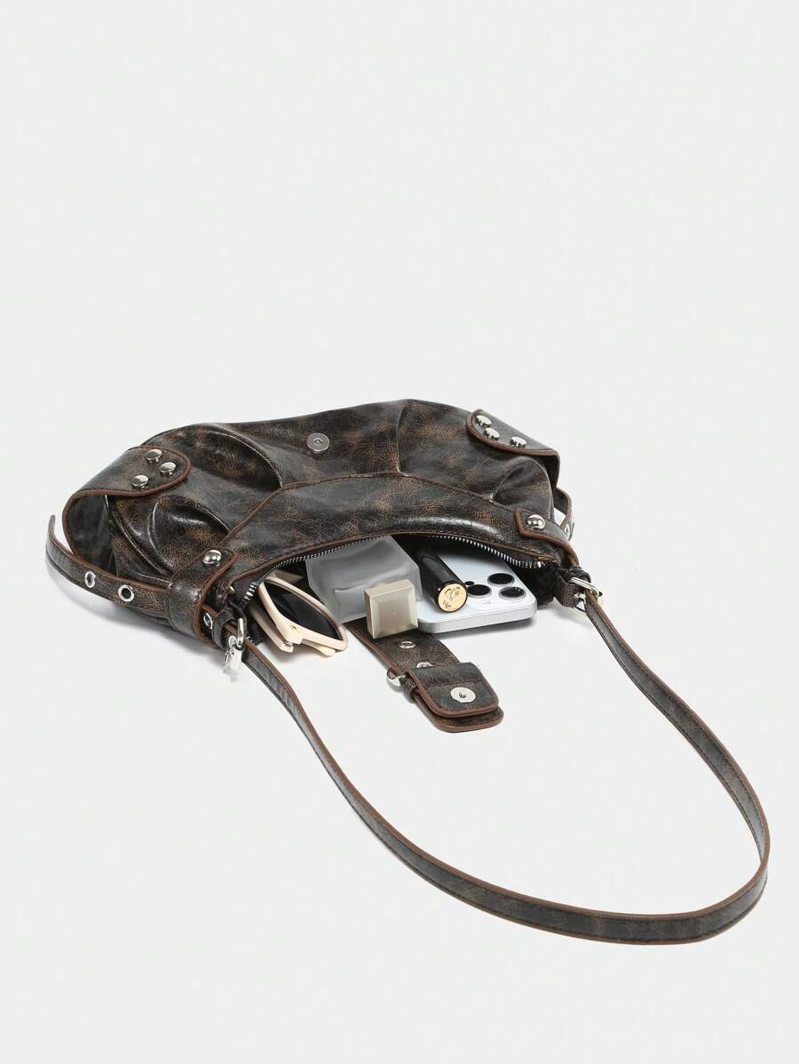 dimension sac en Simili Cuir a bandouliere pour femme marron penche