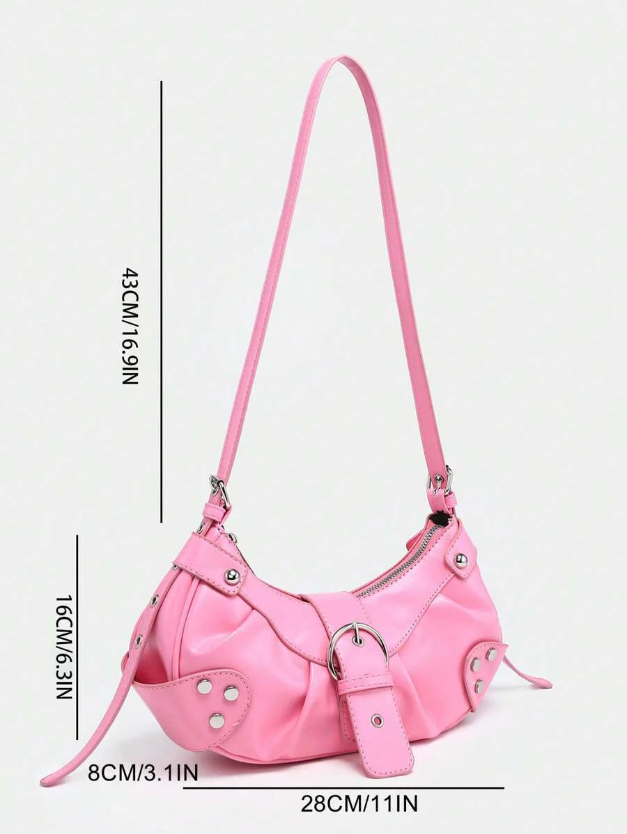 dimension sac en Simili Cuir a bandouliere pour femme rose2