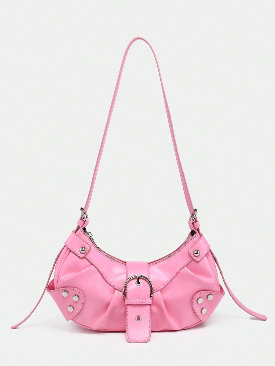 dimension sac en Simili Cuir a bandouliere pour femme rose face