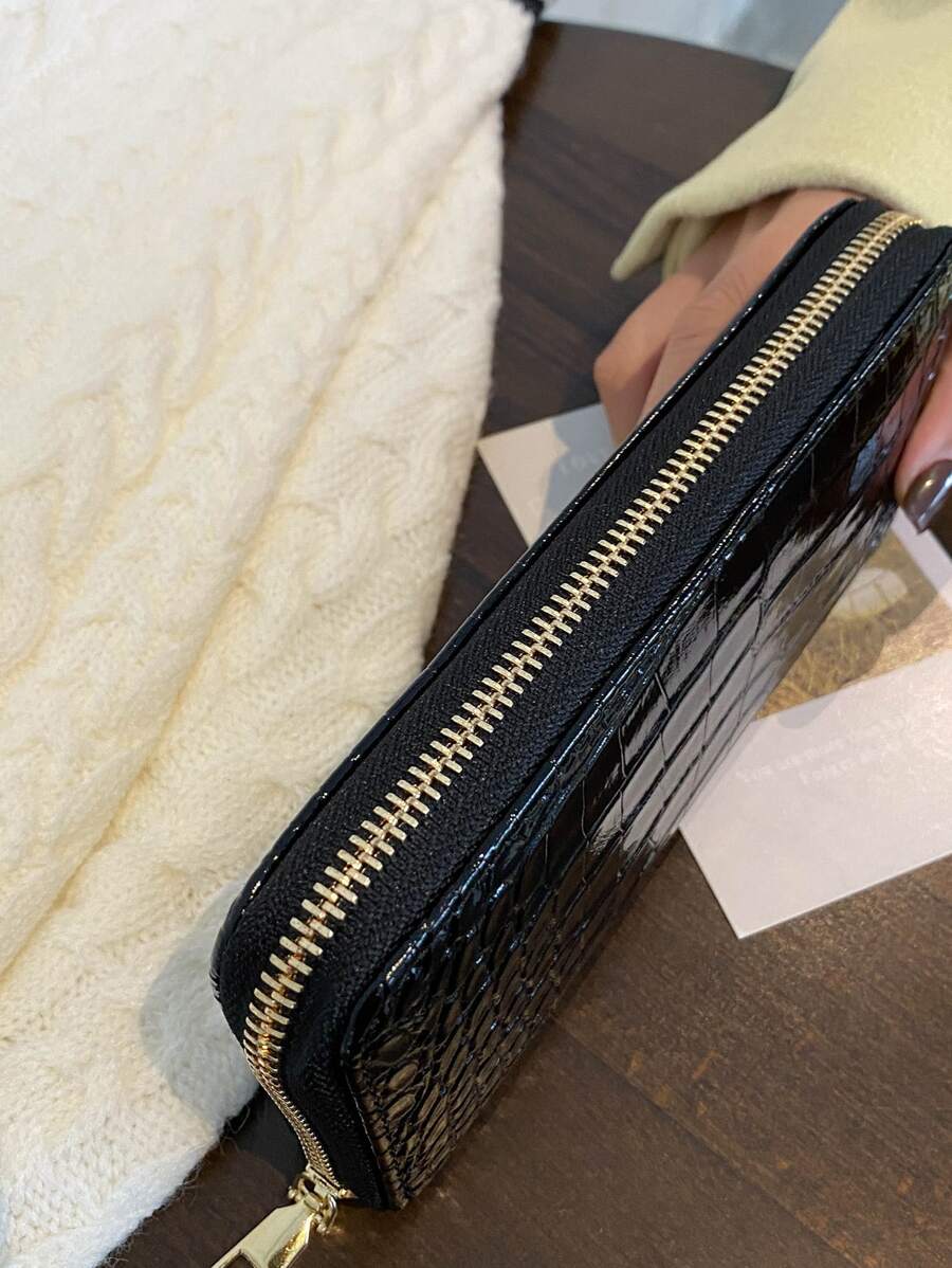 portefeuille femme ecaille crocodile croci noir 5