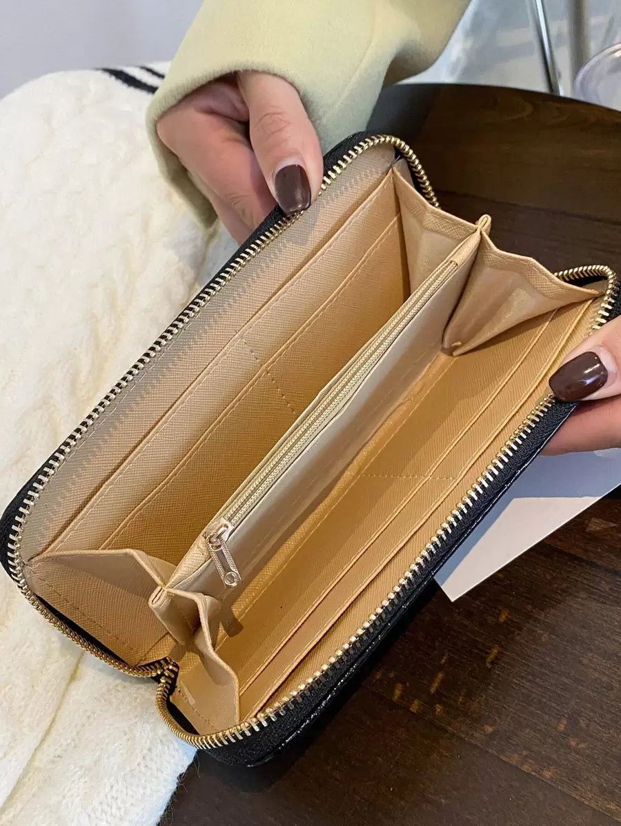 portefeuille femme ecaille crocodile croci noir interieur poche