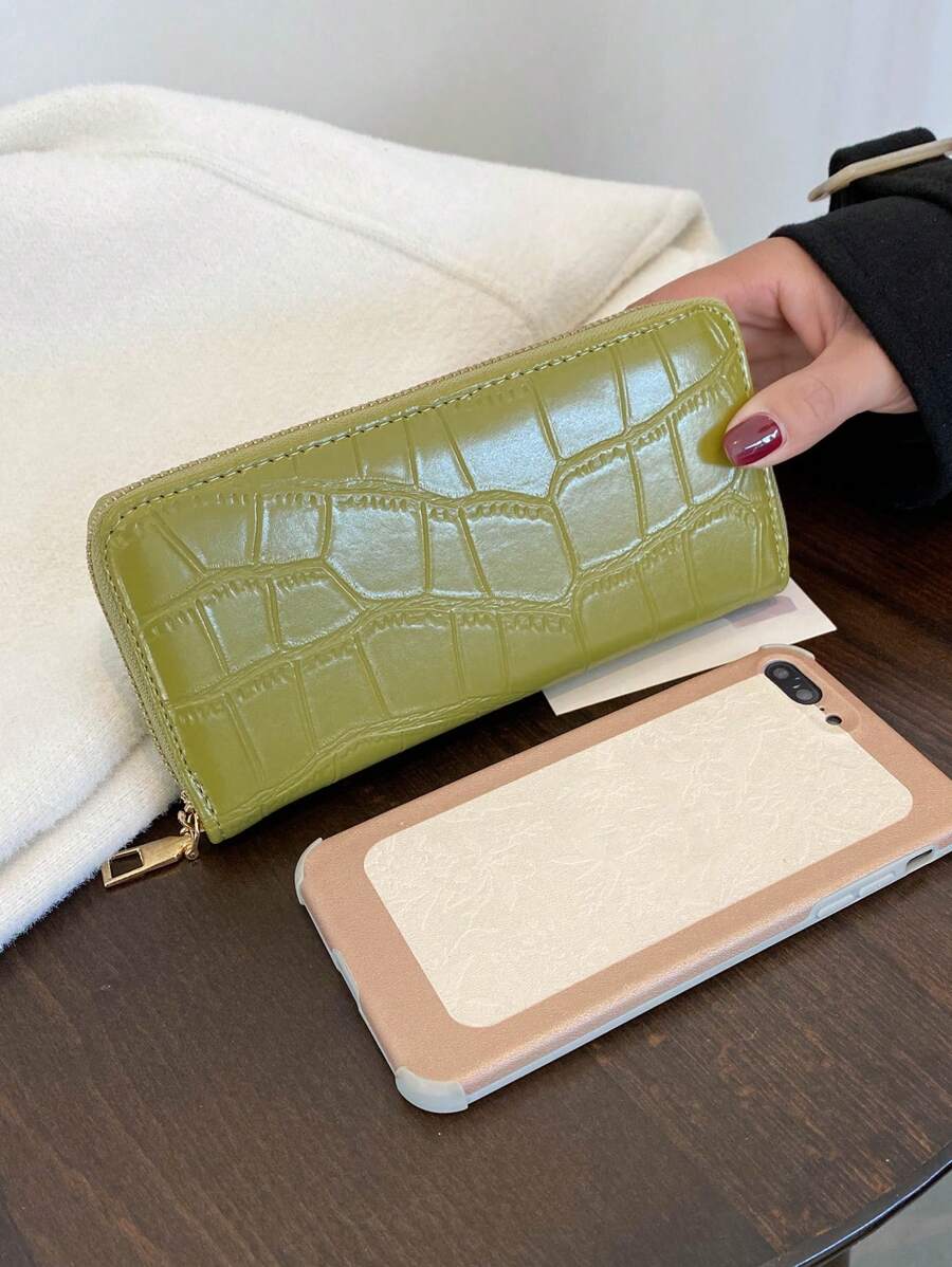 portefeuille femme ecaille crocodile croci vert 4