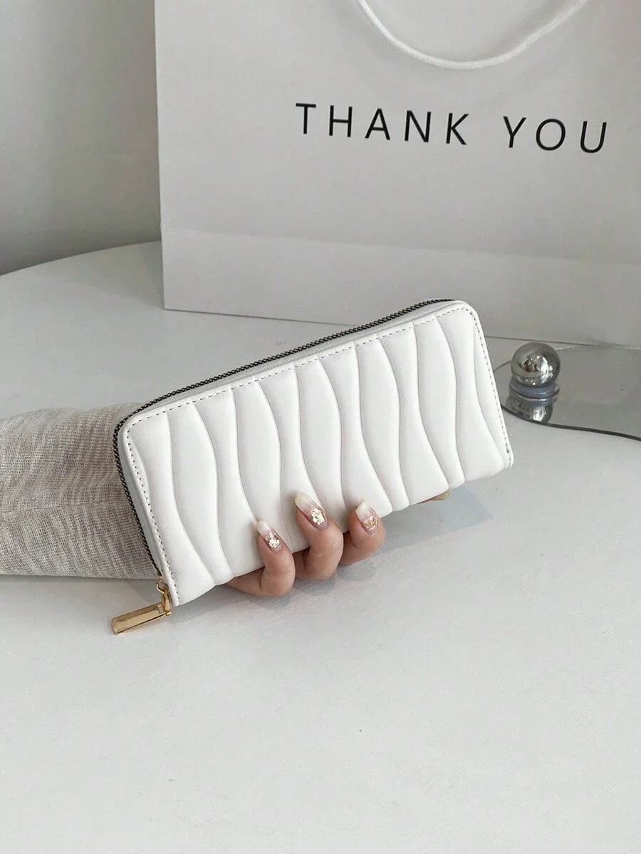 portefeuille fermeture éclair uli blanc main