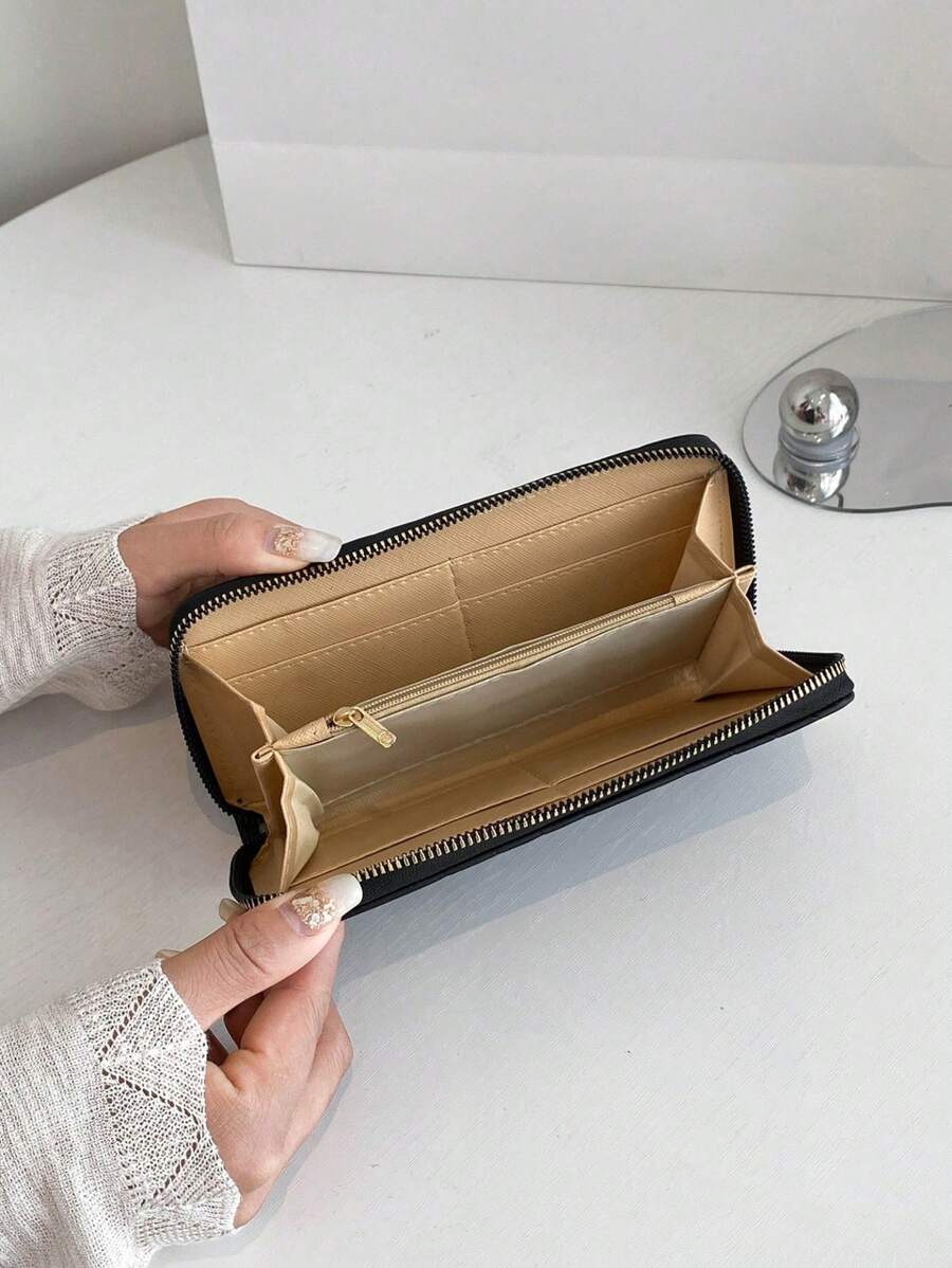 portefeuille fermeture éclair uli noir interieur capacite et poche