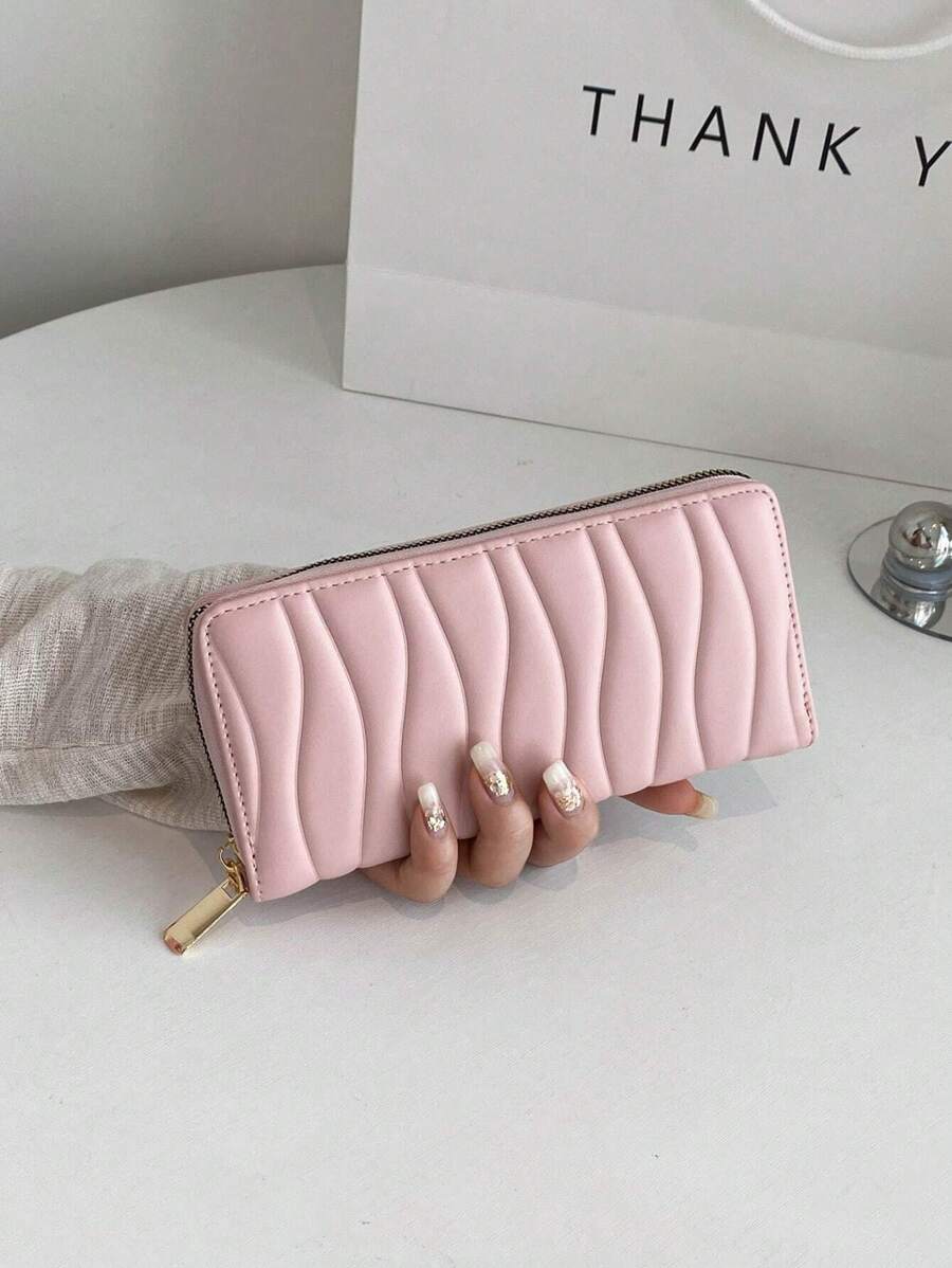 portefeuille fermeture éclair uli rose main 2