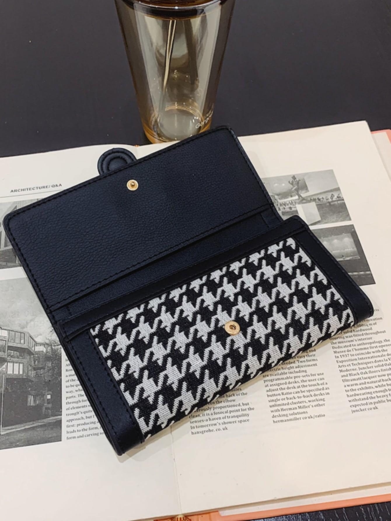 portemonnaie femme noir ouverture bouton luci 3