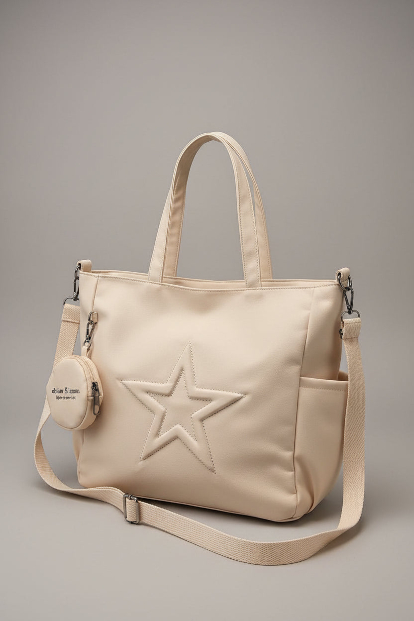 sac cabas en cuir beige pour femme  