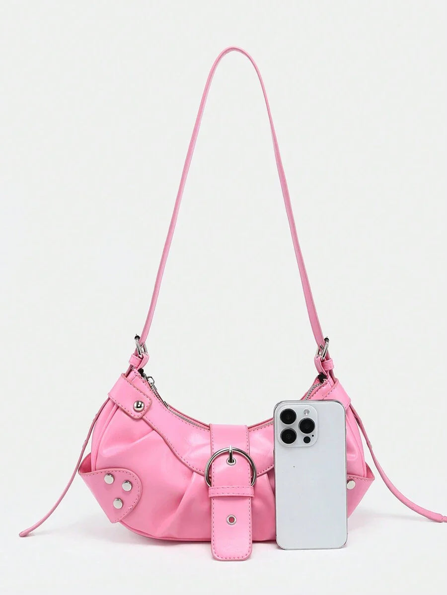 sac en Simili Cuir a bandouliere pour femme rose face telephone