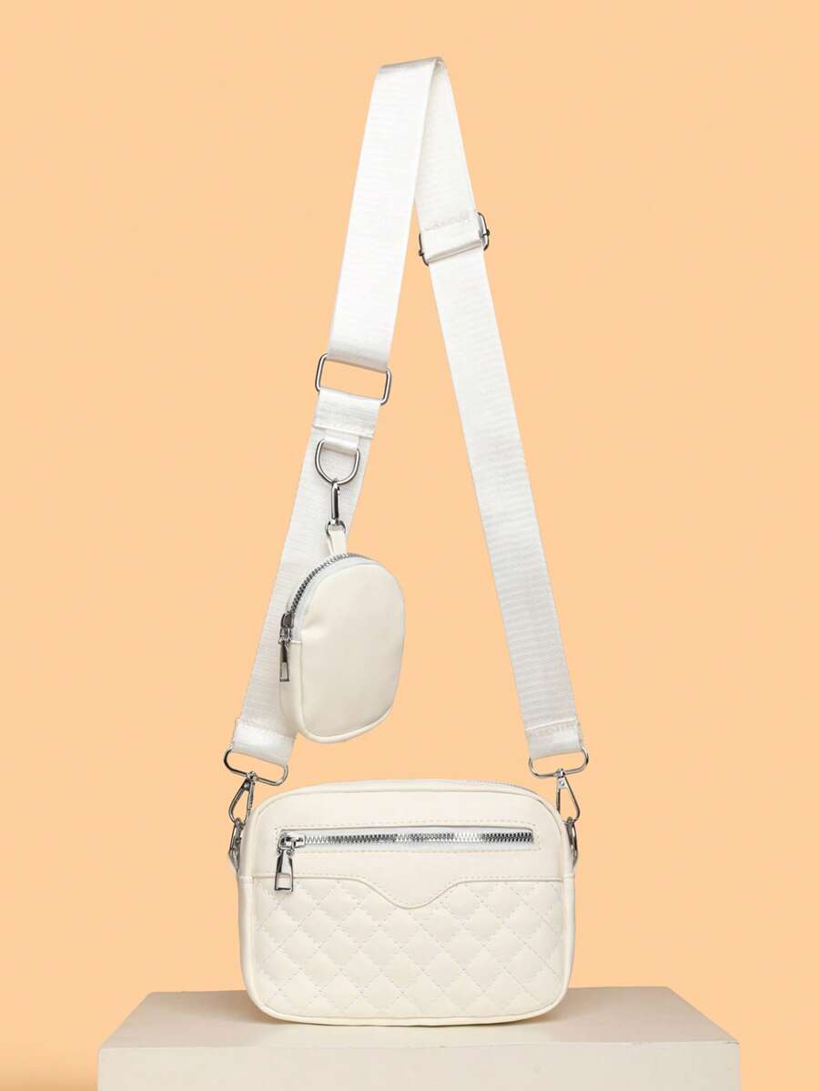 sacoche homme blanche motif avec petite sacoche