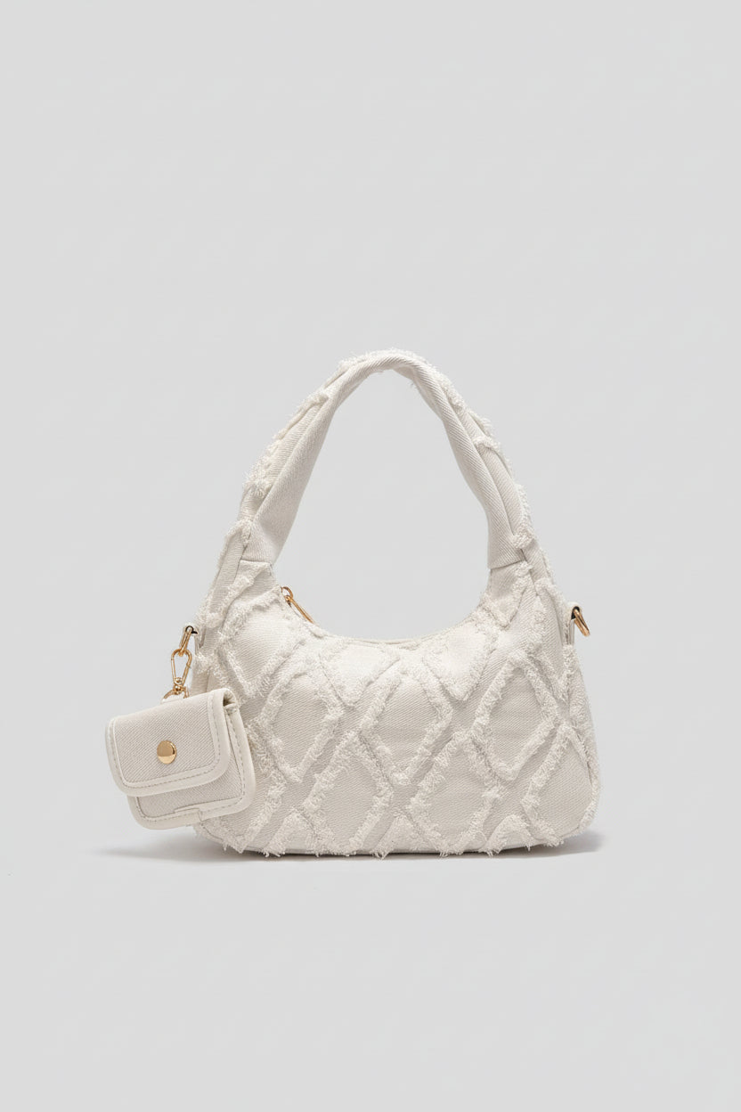 style sac a main blanc brodee style efilochee avec pochette